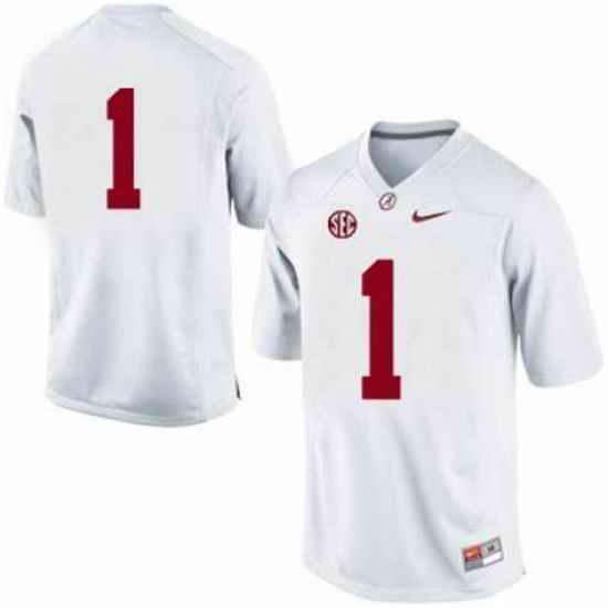 Men's Nike Alabama Crimson Tide NO. #1 Replica White NCAA Jersey->alabama crimson tide->NCAA Jersey