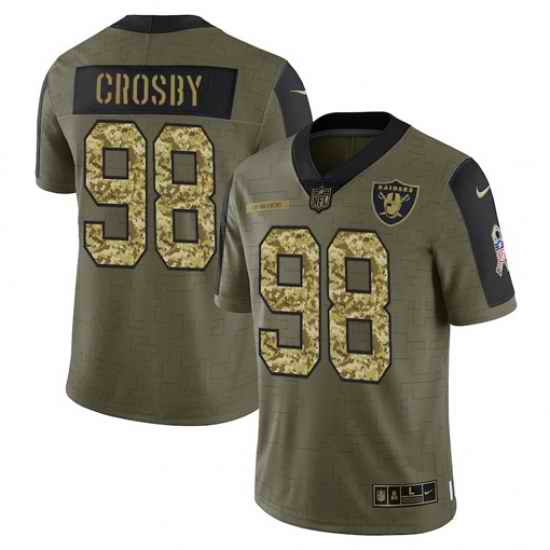 Men Las Vegas Raiders #98 Maxx Crosby 2021 Salute To Service Olive Camo Limited Stitched Jersey->las vegas raiders->NFL Jersey