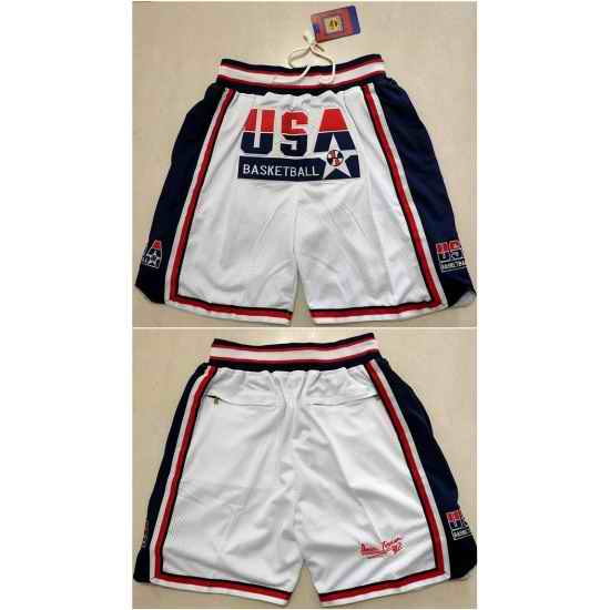 Men Team USA White Shorts->nba shorts->NBA Jersey