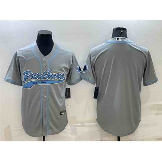 Men Carolina Panthers Blank Grey With Patch Cool Base Stitched Baseball Jersey->carolina panthers->NFL Jersey