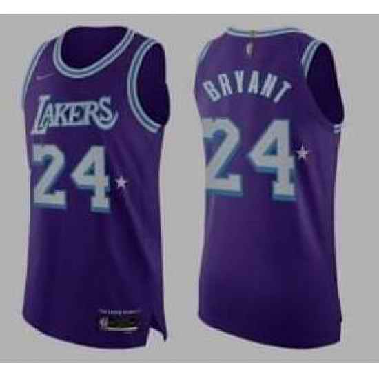 Men Nike Los Angeles Lakers Kobe Bryant purple 2021 75th anniversary Jersey->nba shorts->NBA Jersey
