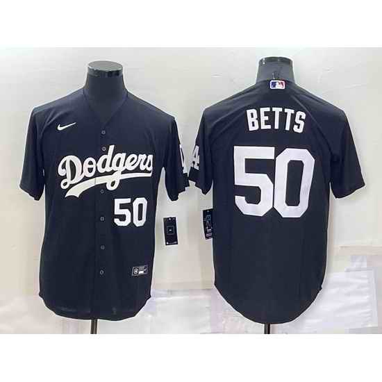 Men Los Angeles Dodgers #50 Mookie Betts Black Cool Base Stitched Jersey