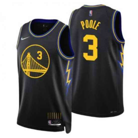 Men Golden State Warriors #3 Jordan Poole 2021 22 City Edition Black 75th Anniversary Stitched Basketball Jersey->detroit pistons->NBA Jersey