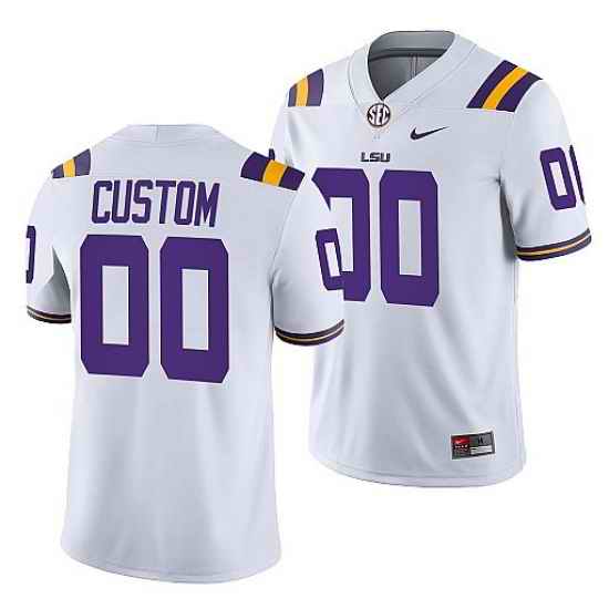 Lsu Tigers Custom White College Football Men Jersey->->Custom Jersey