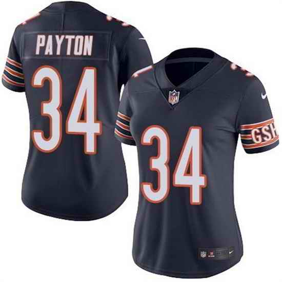 Women Chicago Bears #34 Walter Payton Navy Vapor Untouchable Limited Stitched Jersey