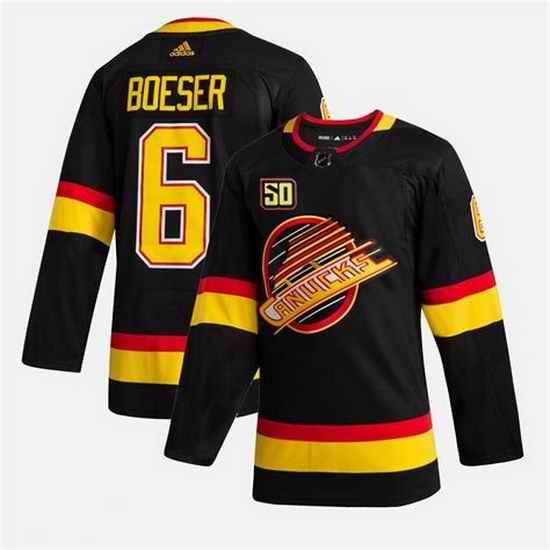 Men Vancouver Canucks #6 Brock Boeser 50th Anniversary Black Stitched jersey->vancouver canucks->NHL Jersey