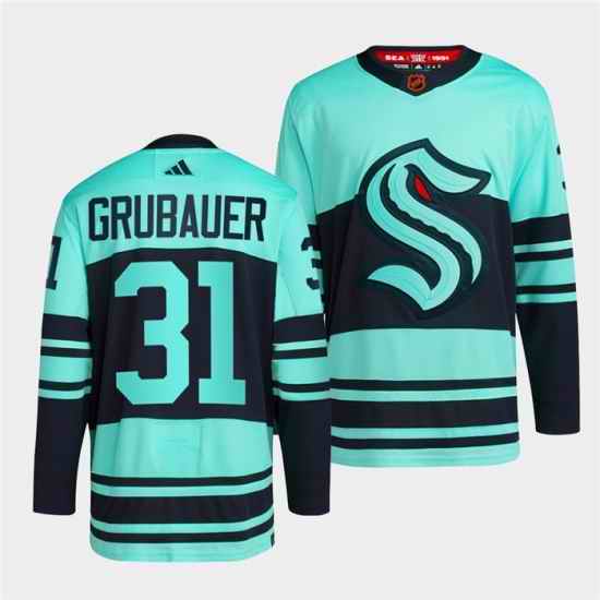 Men Seattle Kraken 31 Philipp Grubauer Ice Blue 2022 #23 Reverse Retro Stitched Jersey->anaheim ducks->NHL Jersey