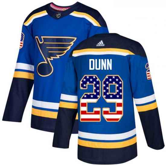 Youth Adidas St Louis Blues #29 Vince Dunn Authentic Blue USA Flag Fashion NHL Jersey