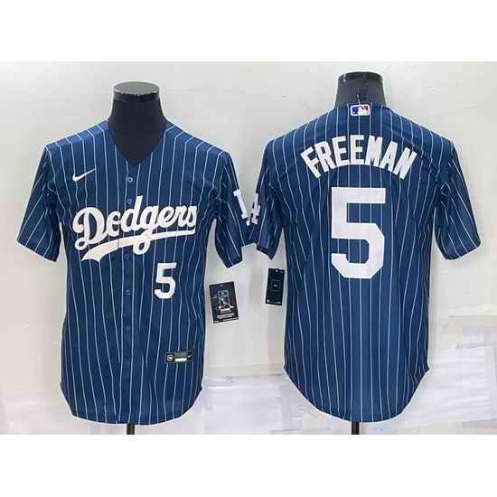 Men Los Angeles Dodgers #5 Freddie Freeman Navy Cool Base Stitched Jerseyy