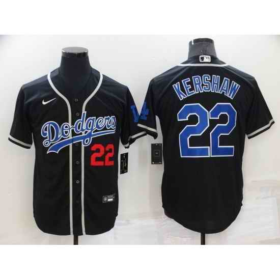 Men Los Angeles Dodgers #22 Clayton Kershaw Black Cool Base Stitched Baseball Jerseys