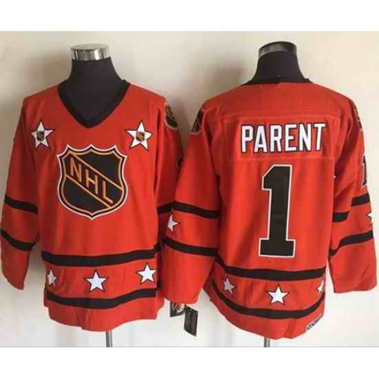1972-81 NHL All-Star #1 Bernie Parent Orange CCM Throwback Stitched Vintage Hockey Jersey->new york jets->NFL Jersey