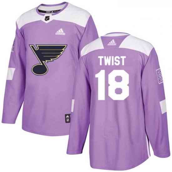 Youth Adidas St Louis Blues #18 Tony Twist Authentic Purple Fights Cancer Practice NHL Jersey