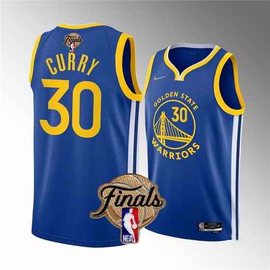 Men Golden State Warriors #30 Stephen Curry 2022 Royal NBA Finals Stitched Jersey