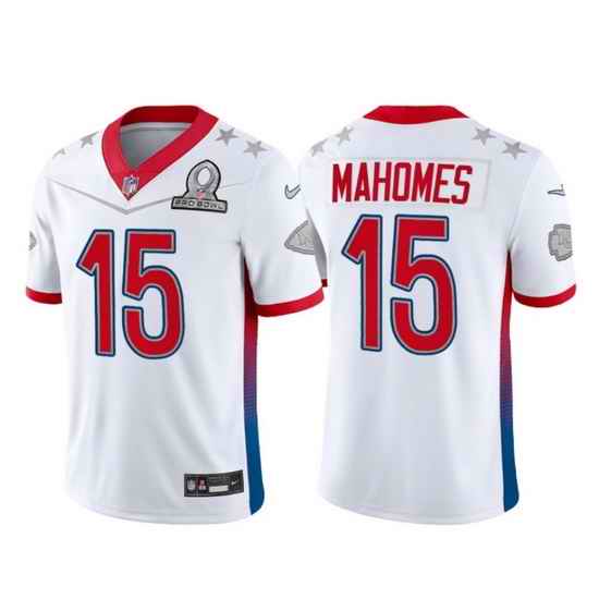 Men 2022 NFL Pro Bowl Kansas City Chiefs #15 Patrick Mahomes AFC White Jersey