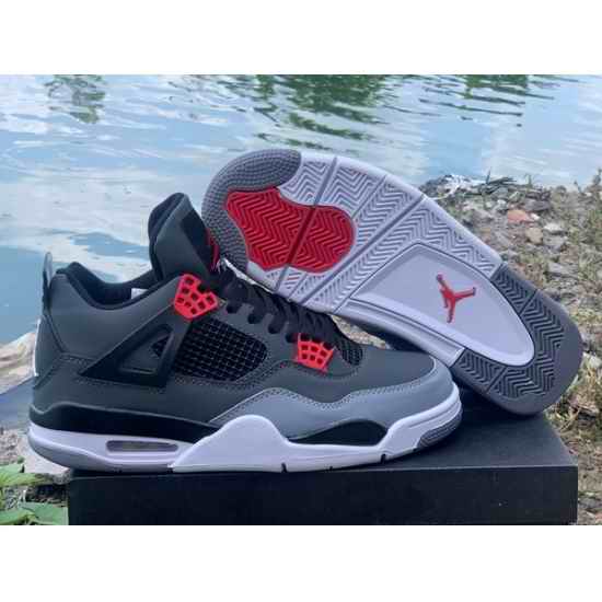 Air Jordan #4 Women Gray Red Shoes->air jordan men->Sneakers