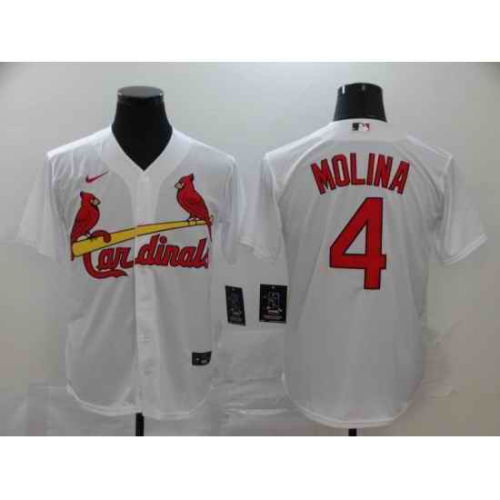 Men St. Louis Cardinals #4 Yadier Molina White Cool Base Stitched Jersey->houston astros->MLB Jersey