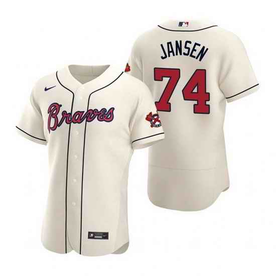 Men Atlanta Braves #74 Kenley Jansen Cream Flex Base Stitched Baseball jersey