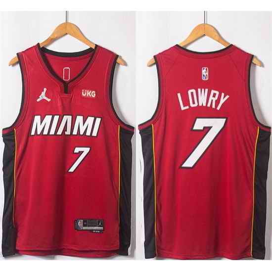 Men Miami Heat #7 Kyle Lowry Red Statement Edition 75th Anniversary Stitched Jersey