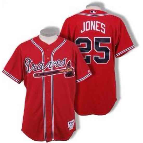 Men Atlanta Braves #25 Andruw Jones Red Cool Base Red Stitched MLB Jersey->customized mlb jersey->Custom Jersey