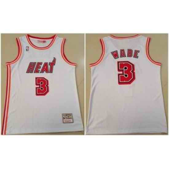 Men Miami Heat #3 Dwyane Wade Throwback Stitched Basketball Jersey
