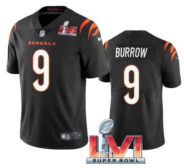 Nike Bengals #9 Joe Burrow Black 2022 Super Bowl LVI Vapor Limited Jersey->cincinnati bengals->NFL Jersey