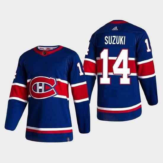 Men Montreal Canadiens #14 Nick Suzuki Blue Stitched Jerse->minnesota wild->NHL Jersey