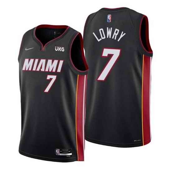 Men Miami Heat #7 Kyle Lowry Black Icon Edition 75th Anniversary Stitched Jersey