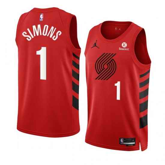 Men Portland Trail Blazers #1 Anfernee Simons 2022 23 Red Statement Edition Swingman Stitched Basketball Jersey->portland trail blazers->NBA Jersey