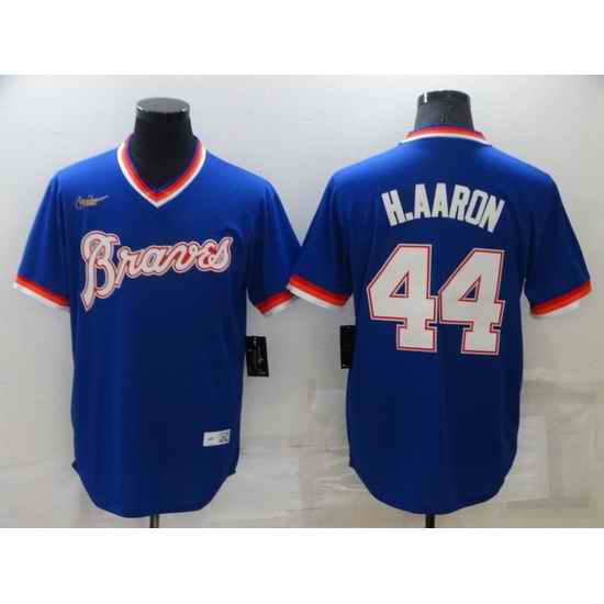 Men Atlanta Braves #44 Hank Aaron Royal Cool Base Stitched jersey