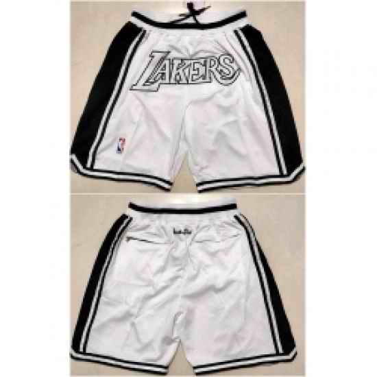 Men Los Angeles Lakers White Shorts Run Small->nba shorts->NBA Jersey