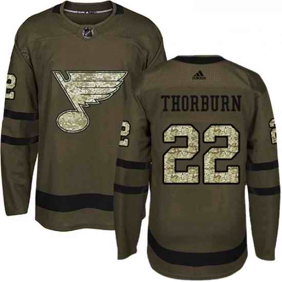 Youth Adidas St Louis Blues #22 Chris Thorburn Premier Green Salute to Service NHL Jersey