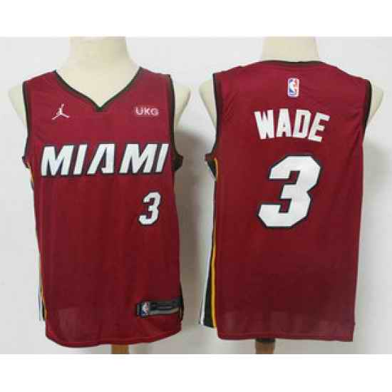 Men Miami Heat #3 Dwyane Wade Red 2020 Brand Jordan Swingman Stitched NBA Jersey With The NEW Sponsor Logo