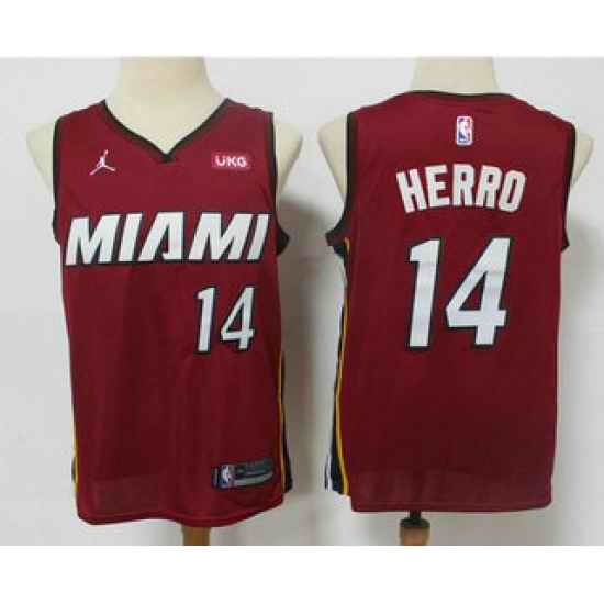 Men Miami Heat #14 Tyler Herro Red 2020 Brand Jordan Swingman Stitched NBA Jersey With The NEW Sponsor Logo