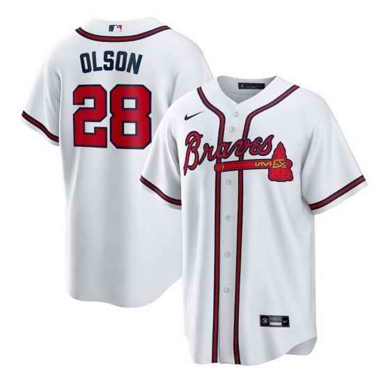 Men Atlanta Braves #28 Matt Olson White Cool Base Stitched Baseball jersey