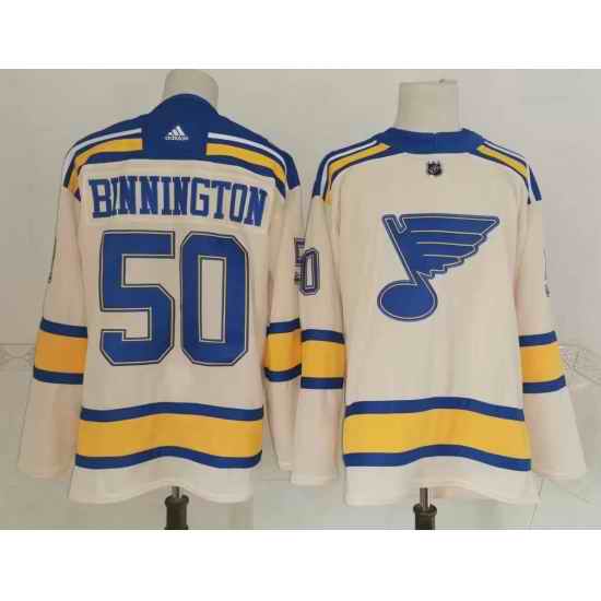 Men St Louis Blues #50 Jordan Binnington Cream 2022 Winter Classic Authentic Jersey->st.louis blues->NHL Jersey