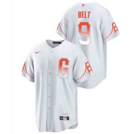 Men San Francisco Giants #9 Brandon Belt White City Connect Cool Base Stitched Jersey->san francisco giants->MLB Jersey