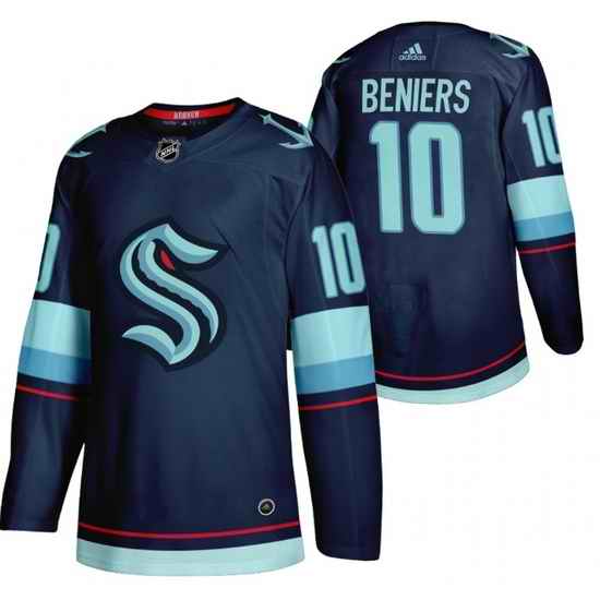 Men Seattle Kraken #10 Matty Beniers Navy Stitched Jersey->montreal canadiens->NHL Jersey