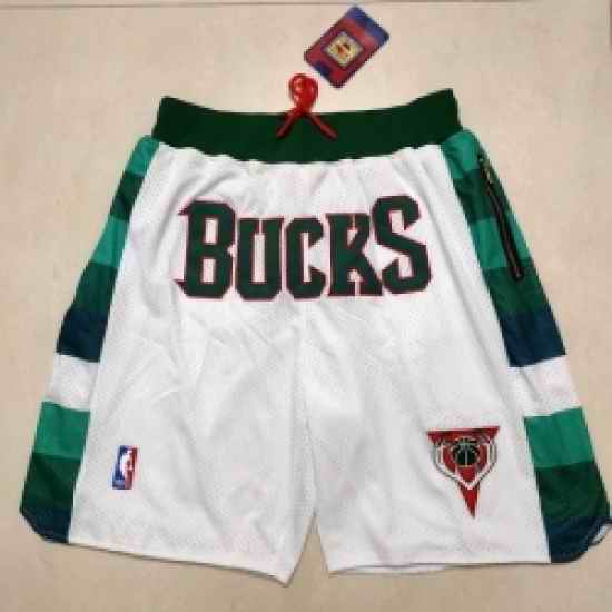 Men Milwaukee Bucks White Pocket Shorts->nba shorts->NBA Jersey