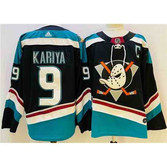 Men Anaheim Ducks #9 Paul KariyaBlack Teal Stitched Jersey->arizona coyotes->NHL Jersey