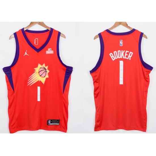 Men Phoenix Suns Devin Booker #1 Orange 2021 2022 City Edition Nike Stitched Jersey