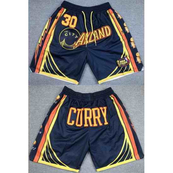 Men Golden State Warriors #30 Stephen Curry Navy Shorts 28Run Small 29->nba shorts->NBA Jersey