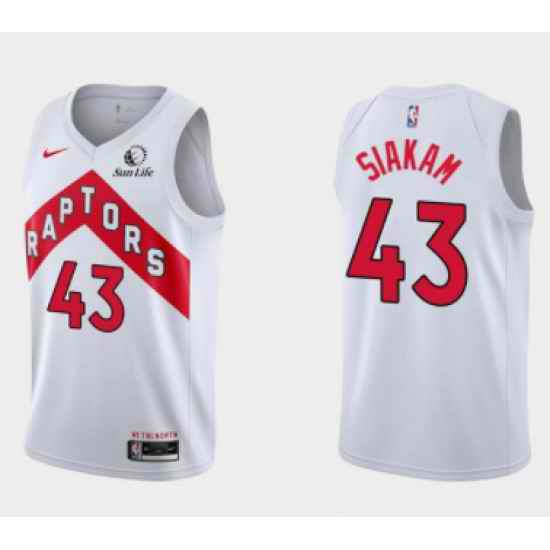 Men Toronto Raptors 43 Pascal Siakam 2020 #21 White Swingman Stitched Basketball Jersey