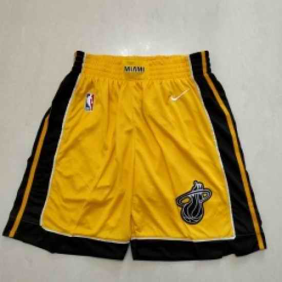Men Miami Heat Yellow Award Shorts->nba shorts->NBA Jersey