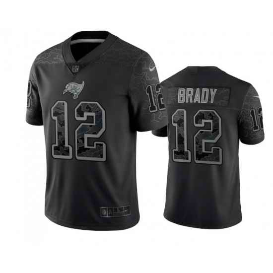 Men Tampa Bay Buccaneers #12 Tom Brady Black Reflective Limited Stitched Jersey->tampa bay buccaneers->NFL Jersey