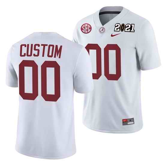 Alabama Crimson Tide Custom White 2021 Rose Bowl Champions College Football Playoff College Football Playoff Jersey->->Custom Jersey