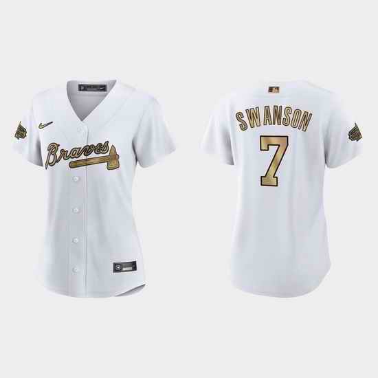 Women Atlanta Braves Dansby Swanson 2022 Mlb All Star Game Replica White Jersey->2022 all star->MLB Jersey