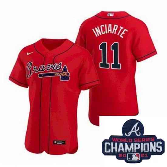 Men Nike Atlanta Braves #11 Ender Inciarter Red Alternate Stitched Baseball Stitched MLB 2021 Champions Patch Jersey->2021 world series->MLB Jersey