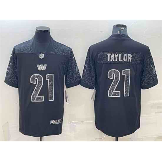 Men Washington Commanders #21 Sean Taylor Black Reflective Limited Stitched Football Jersey->washington commanders->NFL Jersey