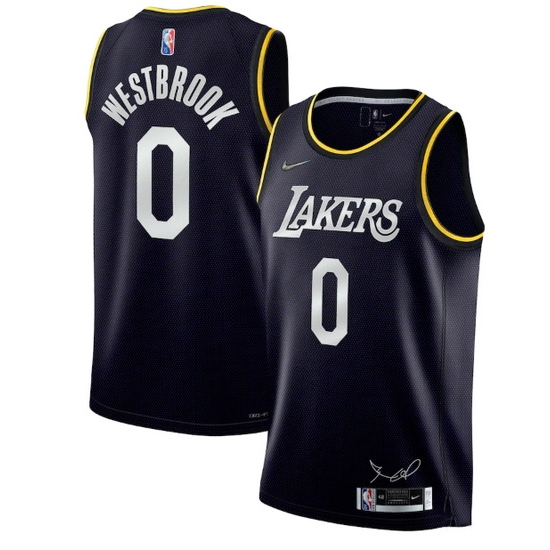 Men Los Angeles Lakers #0 Russell Westbrook 2022 Black 75th Anniversary Select Series MVP Swingman Jersey->golden state warriors->NBA Jersey