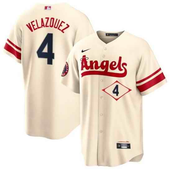 Men Los Angeles Angels #4 Andrew Velazquez 2022 Cream City Connect Cool Base Stitched Jerseyy